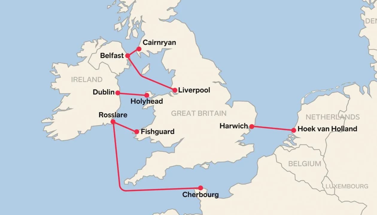 Carte des ferries du Royaume-Uni pour Stena Ferry